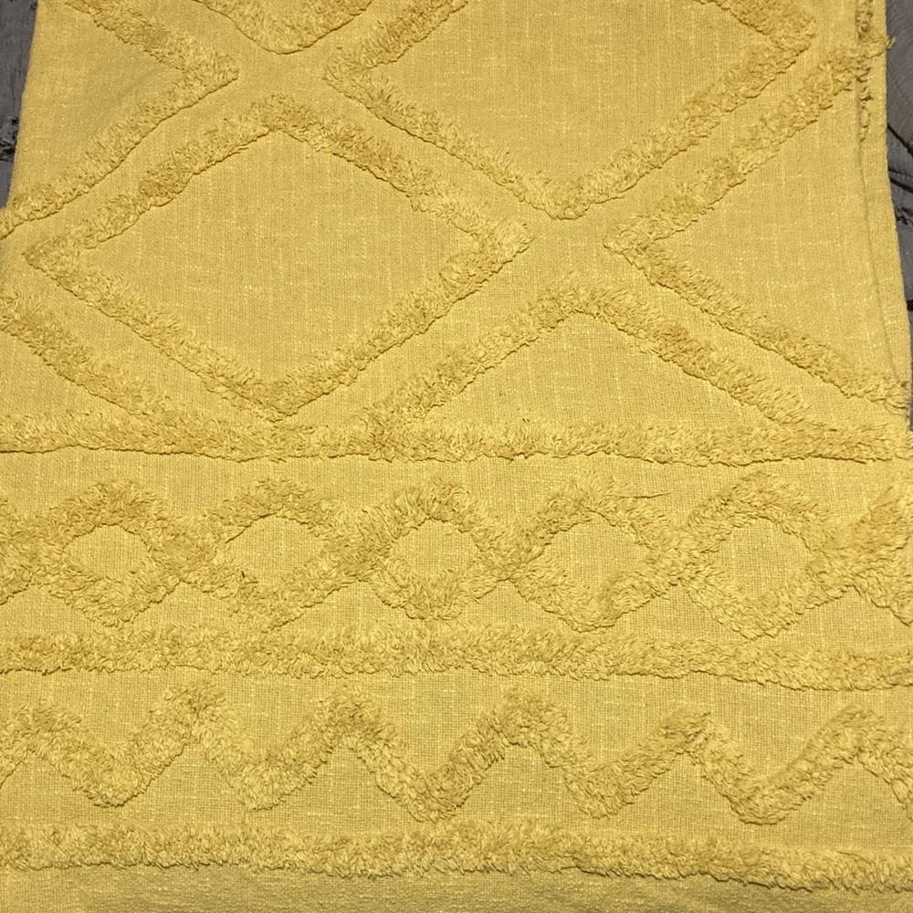 Rachel Zoe Yellow Textured Throw Blanket with tassels - Picture 8 of 9